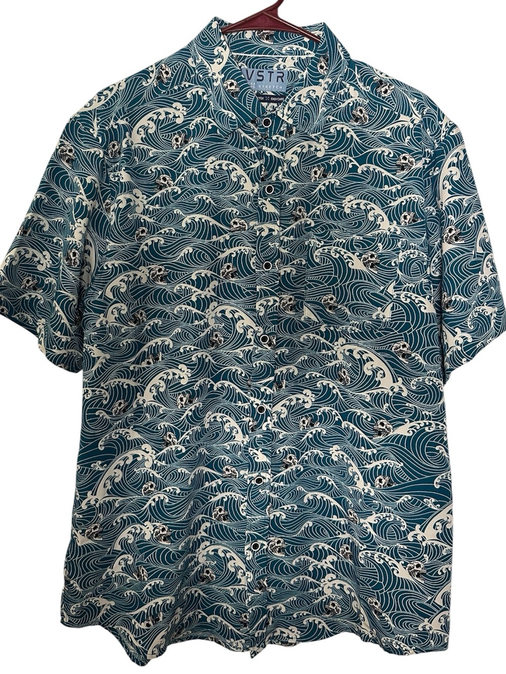 VSTR Teal Wave-Print Short Sleeve Shirt
